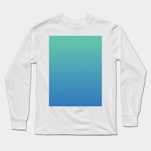 Mint Green Teal to Steel Blue Ombre Fade Sunset Gradient Long Sleeve T-Shirt